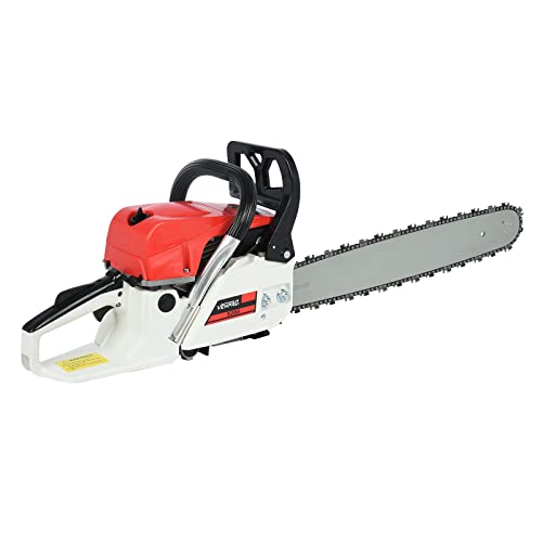 Gas Chainsaw 20 inch 52CC Chainsaw Gas 2-cycle 2000w Gas Powered Chain Saw ,Chain Saws for Trees, Firewood Cutting and Garden Tidying, Red