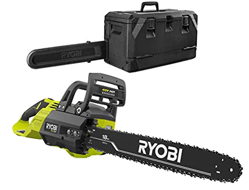 Ryobi 18 in. HP 40V Brushless Lithium-Ion Electric Cordless Battery Chainsaw + CASE (Tool-Only)...