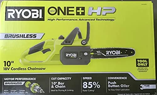 RYOBI ONE+ HP 18V Brushless 10 in. Cordless Battery Chainsaw (Tool Only) P2502BTL 0