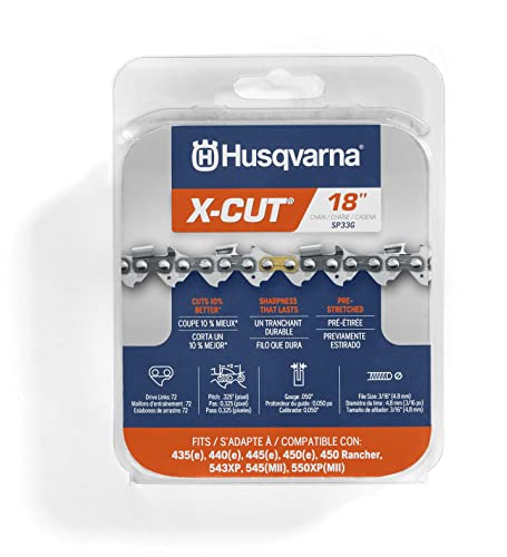 Husqvarna X-Cut SP33G 18 Inch Chainsaw Chain, 325" Pitch, 050" Gauge, 72 Drive Links, Highly...