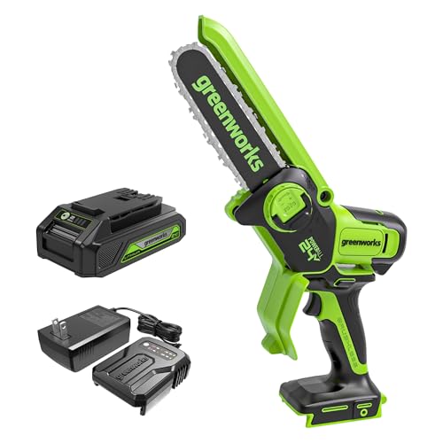 Greenworks 24V 6' Mini Chainsaw Cordless , Small Cordless Handheld Saw, 2.0Ah Battery and Charger...