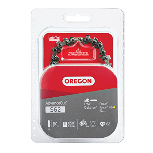 Oregon S62 AdvanceCut Chainsaw Chain for 18-Inch Bar -62 Drive Links – low-kickback chain fits...