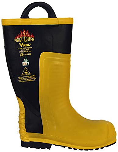 Viking Men's VW91 Firefighter Chainsaw Boot, Black/Yellow - 12