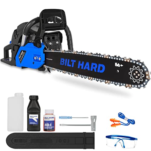 BILT HARD 20 inch 2-Cycle Gas Powered Chainsaw, 3.8 HP 60cc Cordless Gasoline Chain Saw for Cutting Trees, Wood