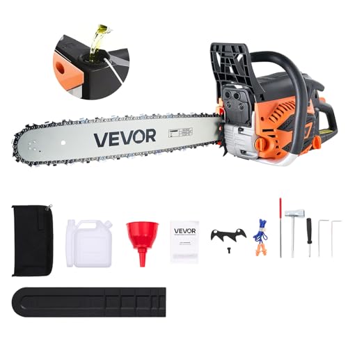VEVOR 20inch 62CC Gas Powered Chainsaw, 3.8 HP 2 Stroke Engine Gas Power Chainsaws with Non-Slip...