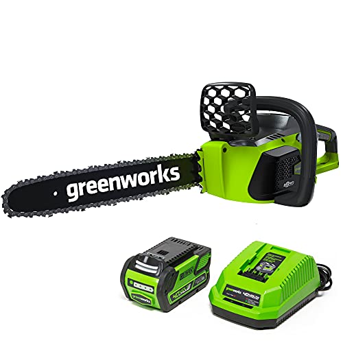 Greenworks G-MAX 40V 16-Inch Cordless Chainsaw, 4AH Battery and a Charger Included
