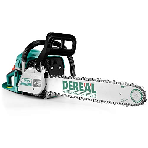 DEREAL 62cc Gas Chainsaws 2-Cycle Gasoline Powered Chain Saws Handheld Cordless Petrol Chainsaws Optional 20 Inches Guide Board Power Chain Saws for Trees Wood Farm Garden Ranch Forest Cutting