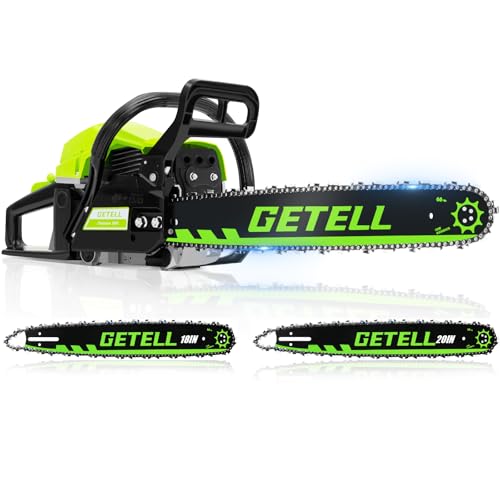 Getell Professional 58cc Gas Powered Chainsaw with Quick-Switch Dual Bars (18/20 Inch), Time-Saving...