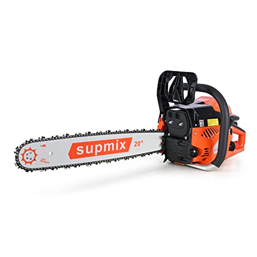 SUPMIXTOOLS 62cc Gas Chainsaw 20 Inch Gas Powered Chainsaws 2-Cycle Petrol Handheld Gasoline Chain...