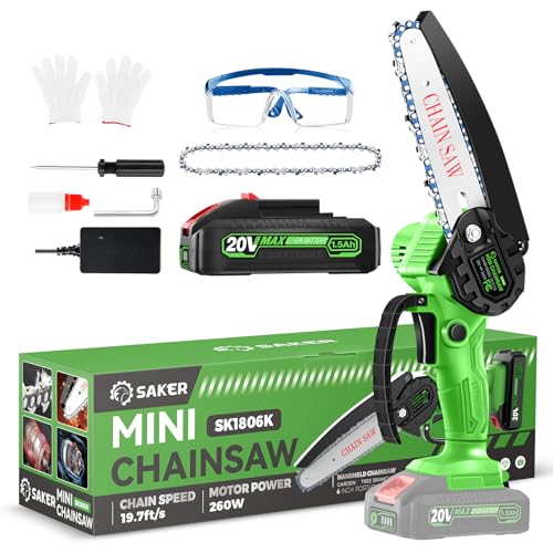 Saker Mini Chainsaw|6 Inch Chainsaw[2025 Upgraded]|Mini Cordless Electric Chain Saw|Small Handheld...