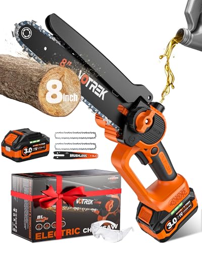 VOTREK 8-INCH Mini Chainsaw Cordless, [3.0AH] Battery Powered Electric Chain Saw, Handheld Small...
