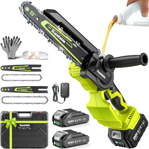 Mini Chainsaw Cordless, 8 Inch & 6 Inch Electric Chainsaw Battery Powered, 1000W Brushless Handheld...