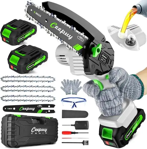 CEEPUY Mini Chainsaw Cordless,6 Inch Portable Electric Chainsaw with Automatic Oiler/Security...