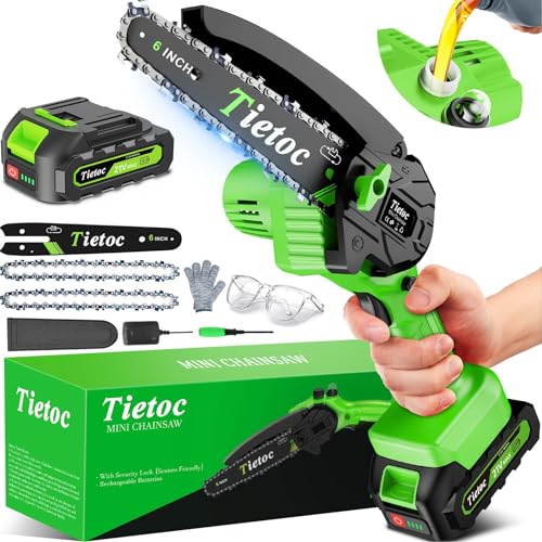 Tietoc Chainsaw 6 Inch Mini Electric Chainsaw Cordless Battery Powered, Hand Held Saw for Wood/Trees...