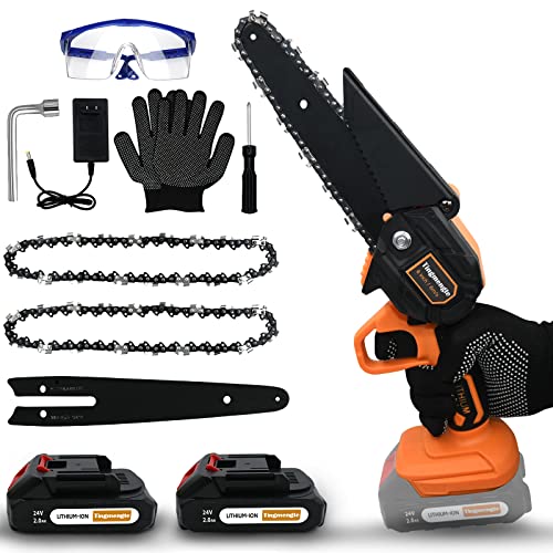 Mini Chainsaw 6 Inch, Cordless Mini Chainsaw Battery Powered with 24V 10000mAh Rechargeable Battery,...