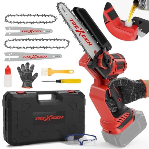 TREXEEN Mini Chainsaw for Mwk M18 Battery,8-Inch and 6-Inch 2-IN-1 Cordless Mini Chainsaw,Brushless...
