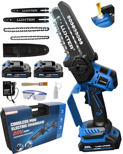 LUXTER Mini Chainsaw 8 inch & 6 inch Brushless Hand Held Cordless Chain Saw with 2 x 2.0Ah Battery...