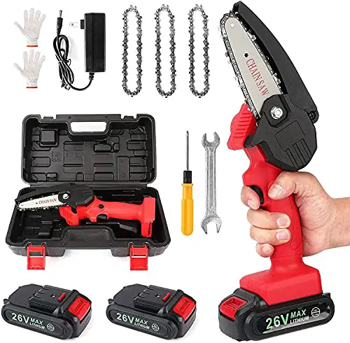 Mini Chainsaw Cordless Power Electric-Chain-Saws - 4 Inch Battery Power Chainsaw Small Portable...