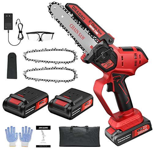 6-inch Mini Chainsaw Cordless, Battery Powered Electric Chainsaw Cordless, Handheld Chainsaw with...