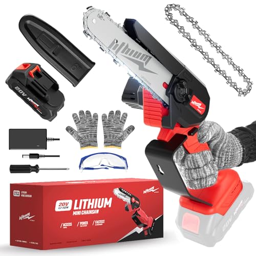 Cordless Mini Chainsaw, 20V Max Battery 6 Inch Small Chain Saw, One-Hand Handheld Electric Portable...